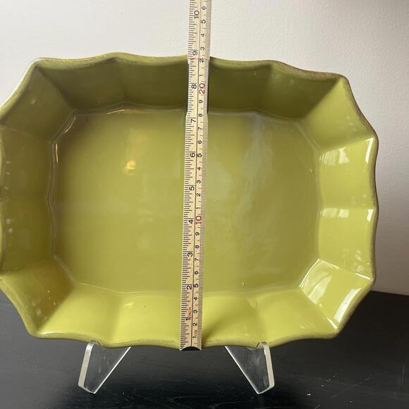 Cerutil Stoneware Portugal Rectangle Green Casserole Baking Dish Ruffled 11.5” - Picture 3 of 12